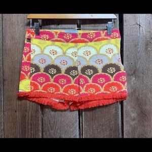 Judith March Colorful Print Fringe Shorts Size Small